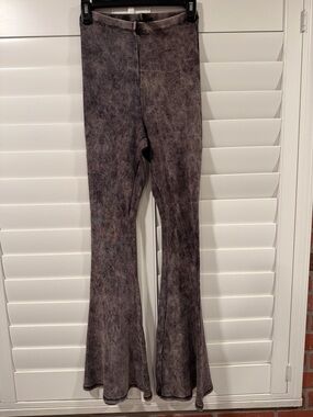 Out from under for urban outfitters High-Waist Flared Leg Grey Acid-Wash Pants